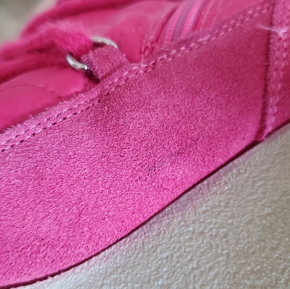 Coach Sofia boots 8 pink fur rabbit quilted heel p624 - Picture 10 of 10